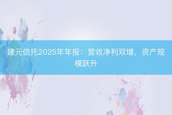 建元信托2025年年报：营收净利双增，资产规模跃升