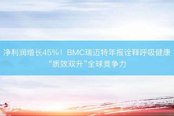净利润增长45%！BMC瑞迈特年报诠释呼吸健康“质效双升”全球竞争力