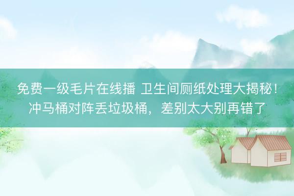 免费一级毛片在线播 卫生间厕纸处理大揭秘！冲马桶对阵丢垃圾桶，差别太大别再错了