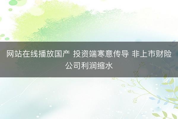 网站在线播放国产 投资端寒意传导 非上市财险公司利润缩水