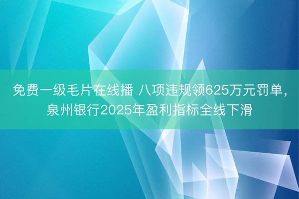 免费一级毛片在线播 八项违规领625万元罚单,泉州银行2025年盈利指标全线下滑