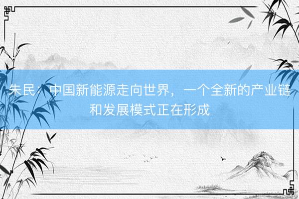 朱民：中国新能源走向世界，一个全新的产业链和发展模式正在形成