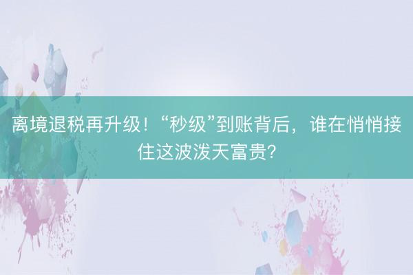 离境退税再升级！“秒级”到账背后，谁在悄悄接住这波泼天富贵？