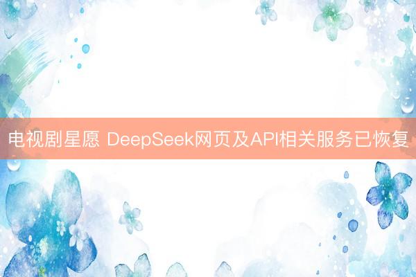 电视剧星愿 DeepSeek网页及API相关服务已恢复