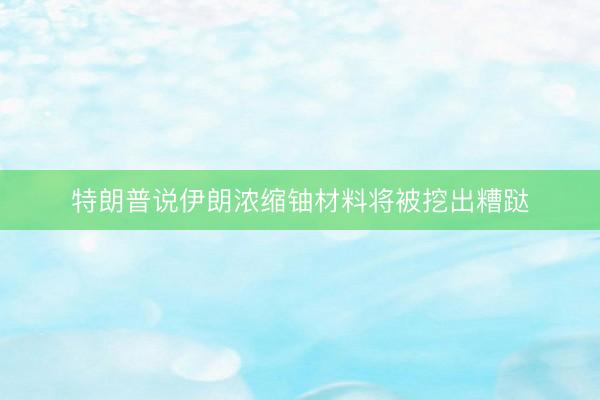 特朗普说伊朗浓缩铀材料将被挖出糟跶