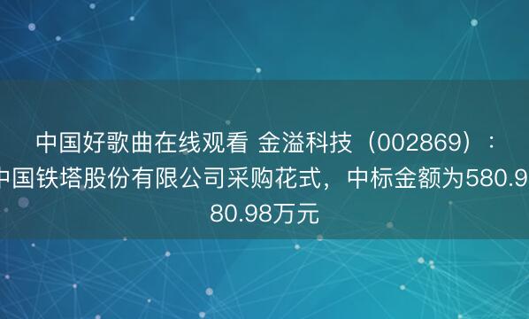 中国好歌曲在线观看 金溢科技（002869）：中标中国铁塔股份有限公司采购花式，中标金额为580.98万元