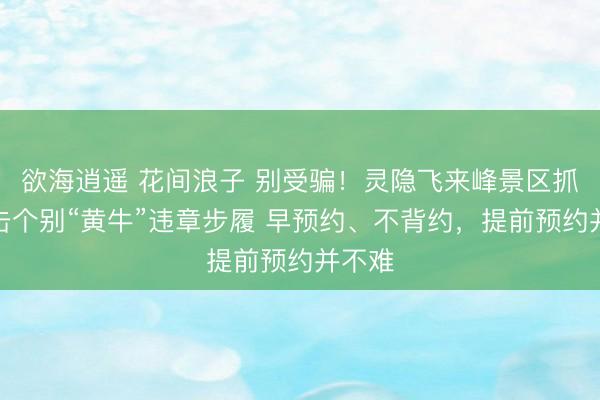 欲海逍遥 花间浪子 别受骗！灵隐飞来峰景区抓续打击个别“黄牛”违章步履 早预约、不背约，提前预约并不难