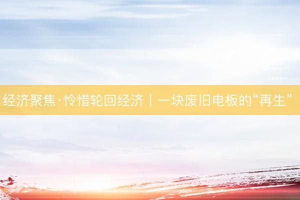 经济聚焦·怜惜轮回经济｜一块废旧电板的“再生” 