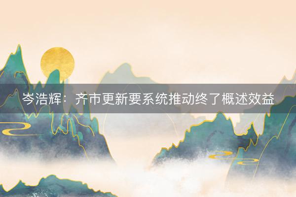 岑浩辉：齐市更新要系统推动终了概述效益