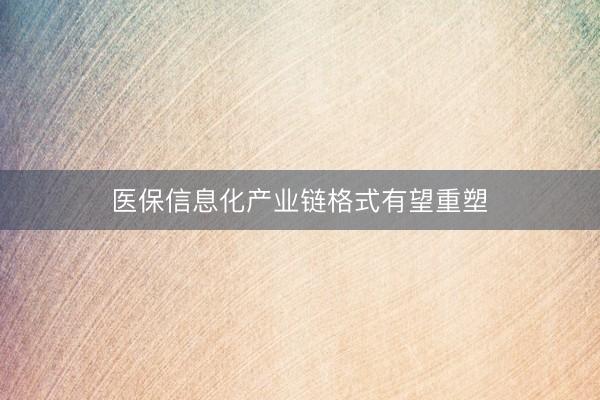 医保信息化产业链格式有望重塑